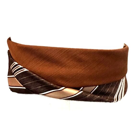 Unique Satin Obi Belt Wide One Size Wrap Brown Academia Upcycled Necktie Ties - Picture 3 of 5
